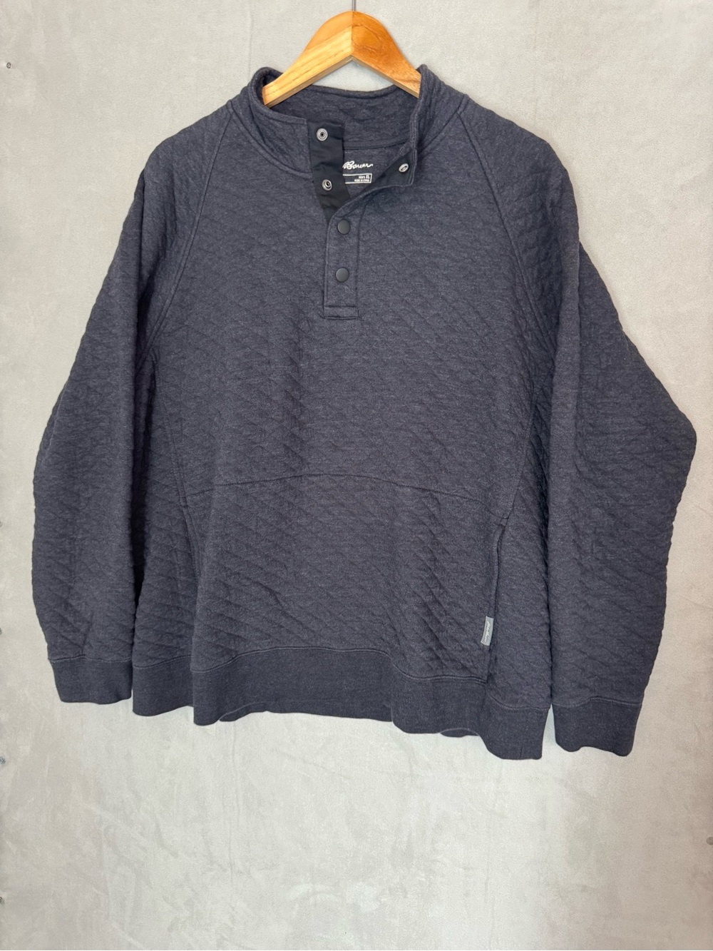 Eddie Bauer Pullover Men’s XL Charcoal Quilted Snap Neck Sweatshirt Outdoor